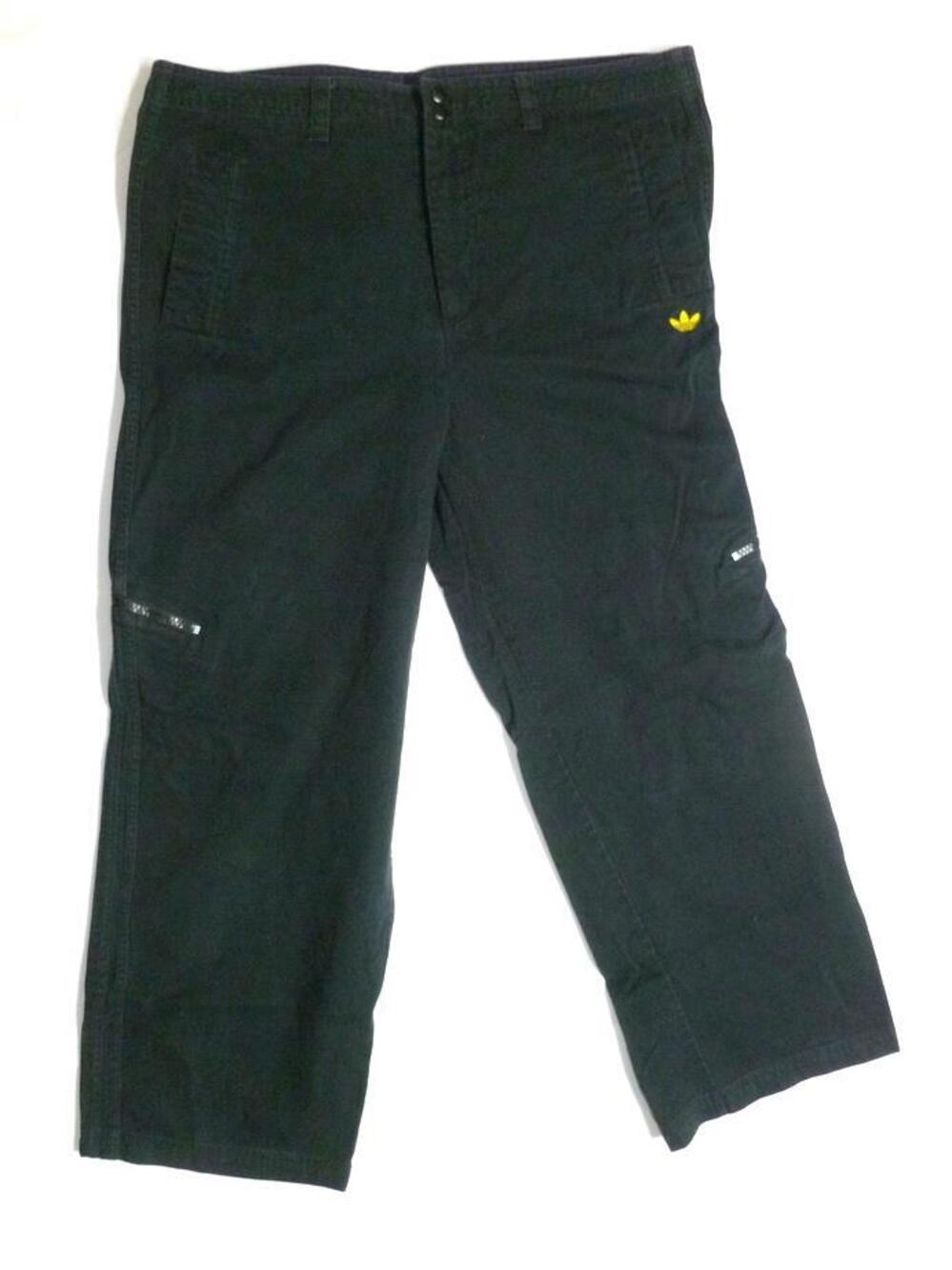 ADIDAS ORIGINALS MEN'S XL USED/FADED CANVAS BLACK ZIPPER CARGO PANT/PANTS RARE
